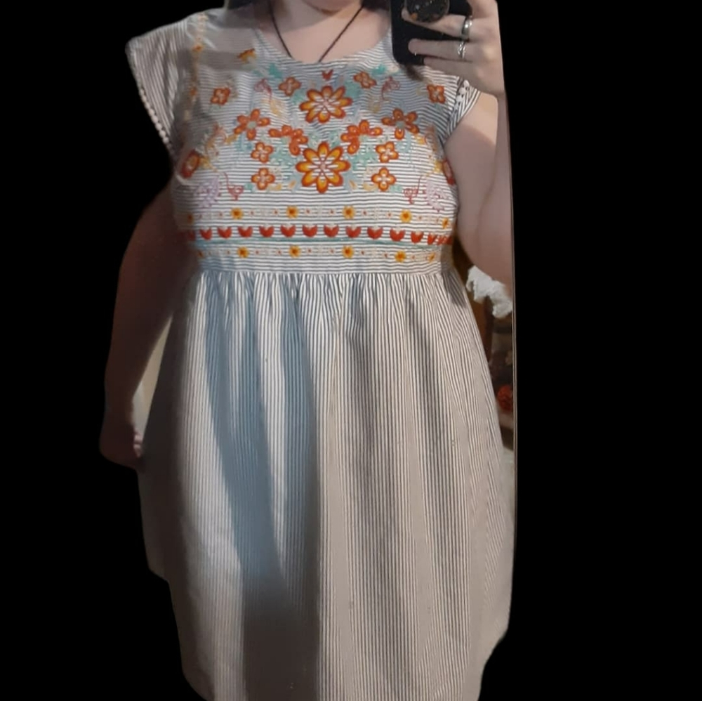 Embroidered Babydoll Dress